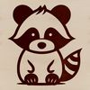 Cute Woodland Creature SVG Icon A simple line drawing illustration of a cute raccoon sitting on its haunches.