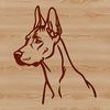 Simple Dog Silhouette Artwork A simple line drawing of a Doberman Pinscher's head.