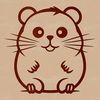 Simple line drawing of a hamster in a playful pose.