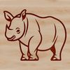 Hand-Drawn Rhinoceros Graphic A simple line drawing of a cute rhino standing in a natural environment.