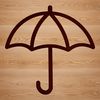 A simple line drawing illustration of a compact umbrella with a sturdy handle.