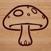 Simple Mushroom Graphic Design A simple line drawing of a mushroom with detailed shape and texture, ideal for cut-out crafts.