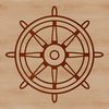 Vector graphic illustration of a cruise ship steering wheel A simple line drawing of a cruise ship's wheel, suitable for nautical-themed designs.