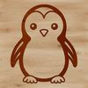 A simple line drawing of a cute penguin, a wild sea creature.