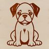 Cute Boxer Breed Silhouette A simple line drawing of a sitting dog breed, suitable for vector art and design projects.