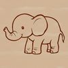 Simple Elephant Silhouette Design A simple line drawing of a standing elephant in a safari setting.