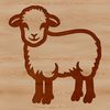 A simple line drawing illustration of a sheep with minimal details.