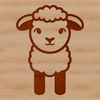 A simple line drawing of a sheep in a field.