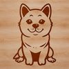 Minimalist Dog Breed Illustration A simple line drawing of a seated Shiba Inu dog breed in a minimalist style.