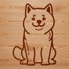 A simple line drawing of a sitting Shiba Inu dog breed with stylized features.