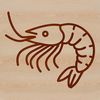 A simple line drawing illustration of a small crustacean shrimp.