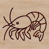 Seafood Icon Shrimp Line Drawing A simple line drawing of a shrimp, a common seafood animal used as food.