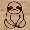 Sloth Silhouette SVG Illustration An adorable cartoon-style vector art representation of a sloth hanging from a tree branch.