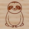 Hanging Sloth SVG Clip Art A simple line-drawn illustration of a sloth hanging from a tree branch.