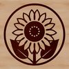 Tall Sunflower Line Drawing SVG A simple line drawing of a tall sunflower with large yellow petals and a dark center.