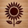Beautiful Floral Sunflower Illustration An illustration of a single sunflower plant featuring delicate petals and a prominent seed head in a floral style.