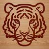 Fierce Feline Face A simple line drawing of a tiger's head, suitable for vector design and digital crafting.