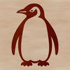 Penguin Silhouette on Rock A simple line drawing illustration of a penguin standing on a rock near the ocean.