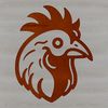 Chicken Silhouette Artwork A simple line drawing of a farm animal, featuring the head and body of a chicken in black lines.