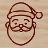 Festive Santa Character Line Art A simple line drawing illustration of a bearded Father Christmas character in festive attire.