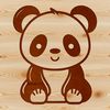 A simple line drawing of a cute panda face.