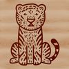 Wild Stripe Pattern Tiger Silhouette A simple line drawing of a sitting tiger, featuring distinctive stripes and a wild animal's natural pose.