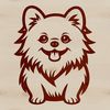 Cute Sitting Pomeranian Line Drawing A simple line drawing of a sitting Pomeranian dog, suitable for vector design and cutting machine projects.