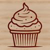 Minimalist Cupcake Illustration A simple line drawing of a single serving dessert cake.