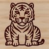 A Vector Tiger Silhouette A simple line drawing of a tiger sitting on its haunches, depicted as a vector graphic.