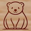 A simple line drawing of a sitting polar bear, suitable for digital crafting and cutting machine projects.
