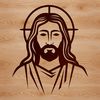 A simple line drawing of the head of a religious figure, suitable for various uses including Easter decorations.