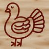 Simple line drawing illustration of a farm animal, a turkey, suitable for various applications.