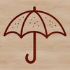 A simple line drawing of a colorful umbrella with a transparent background.