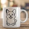 A simple line drawing of a sitting Welsh corgi breed dog, suitable for animal and pet enthusiasts.