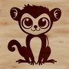 A simple line drawing illustration of a cute wild animal, specifically a lemur, suitable for various design purposes.