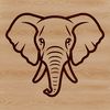 A simple line drawing illustration of a majestic elephant's head, suitable for various digital designs.
