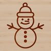 A simple line-drawn snowman figure in a winter setting, suitable for Christmas designs.