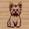 Sitting Yorkshire Terrier Clip Art A simple line drawing of a seated Yorkshire Terrier breed dog.