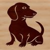 Playful Sitting Dog Clip Art A sitting dachshund with a playful expression, suitable as clip art for various designs.