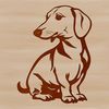 Stylized Vector Dog Silhouette A stylized vector illustration of a sitting Dachshund dog in simple lines.