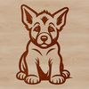 Close-up illustration of a sitting German Shepherd dog with calm expression.