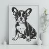 Free Vector Boston Terrier Design A stylized illustration of a Boston Terrier sitting, suitable for digital cutting and crafting.