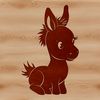 Donkey sitting on the ground, vector illustration.