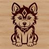 Vector Art of a Seated Husky Dog An ornate design featuring a seated animal husky in vector art form.