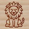 Wild Savannah Icon A simple line drawing of a lion sitting on its haunches, a large wild animal from the savannah.
