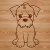 Simple Line Drawing of a Mini Schnauzer Breed A line drawing illustration of a sitting miniature dog breed, suitable for digital design projects.