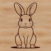 Easter-Themed SVG Rabbit Clipart A simple line art illustration of a rabbit sitting on its haunches.