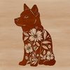 Floral Friends Shiba Inu Vector Art A sitting Shiba Inu dog in a floral setting.