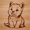 An illustration of a domesticated animal, specifically a Shiba Inu breed, depicted in a relaxed position.