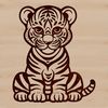 Adorable Tiger Silhouette Vector illustration of a tiger sitting on its haunches, suitable for commercial or personal projects.